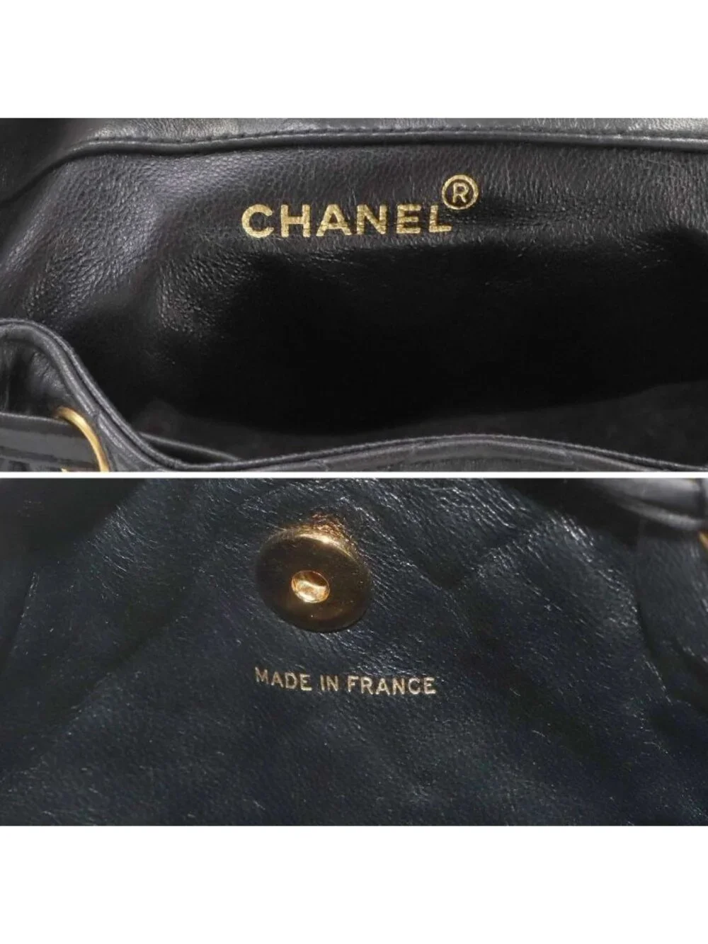 Chanel Quilted Chain Backpack Lambskin Black Vintage Gold Duma